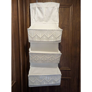 White Over-the-Door Macrame Closet Organizer For Bathrooms Bedrooms Boho